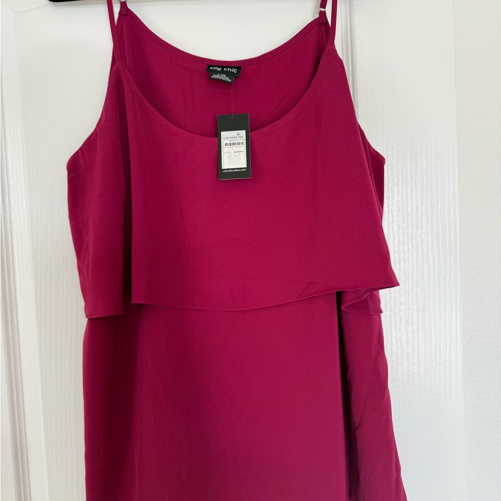 City Chic Raspberry Cami Top - Picture 2 of 5